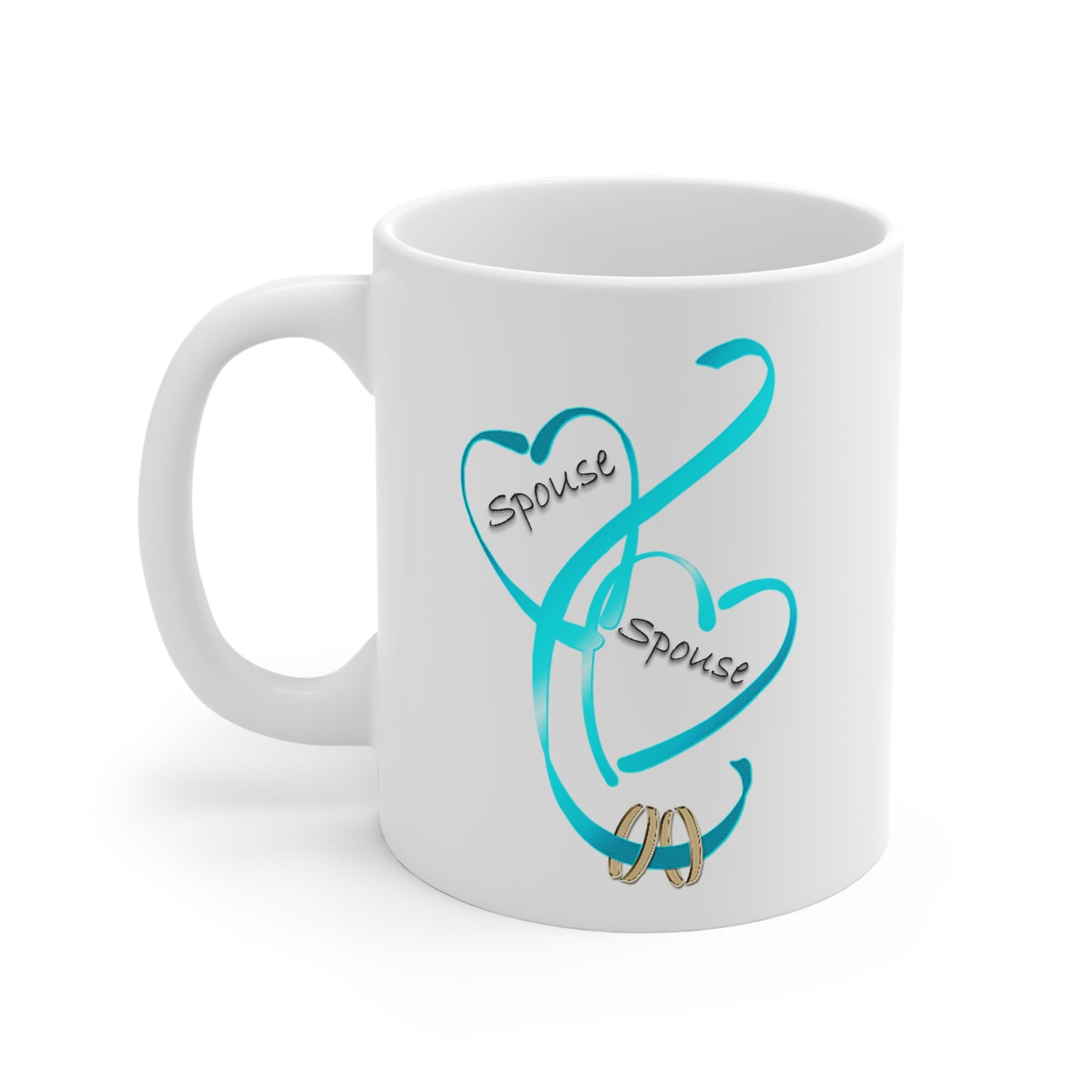 Hearts Ribbons & Rings 11oz White Mug (Spouse/Spouse)