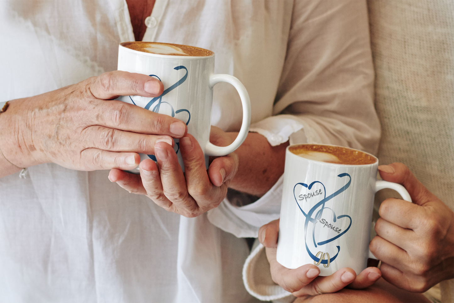 Hearts Ribbons & Rings 11oz White Mug (Spouse/Spouse)