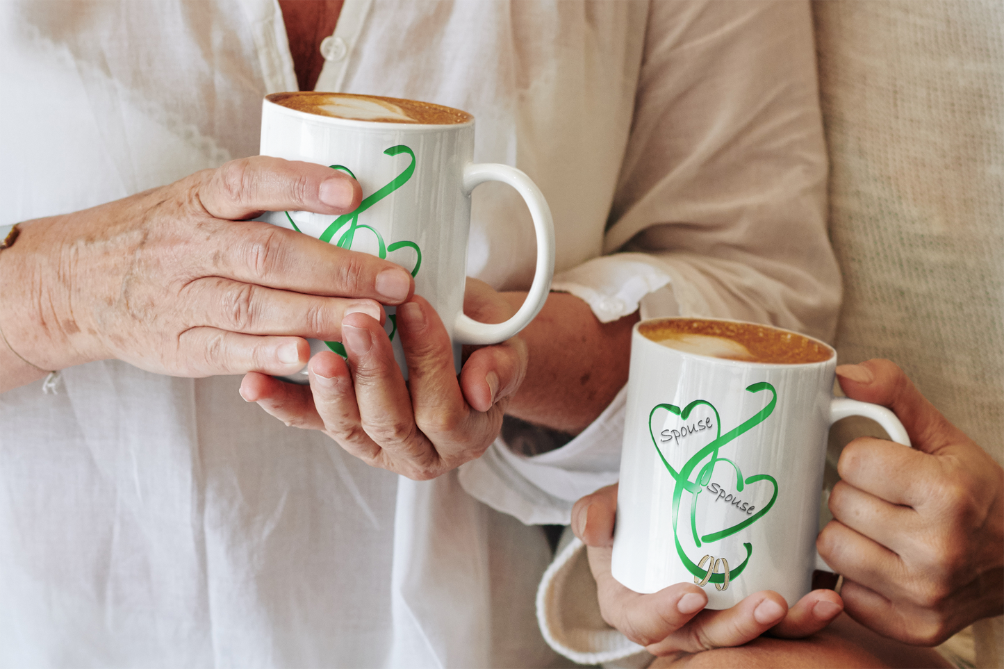 Hearts Ribbons & Rings 11oz White Mug (Spouse/Spouse)