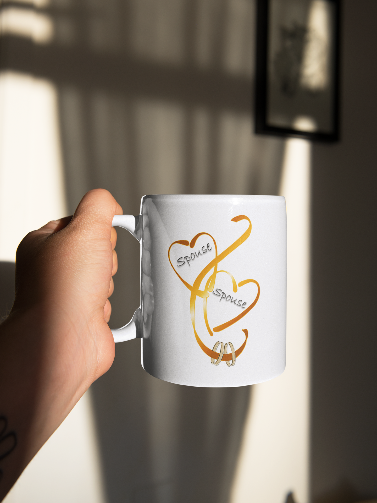 Hearts Ribbons & Rings 11oz White Mug (Spouse/Spouse)