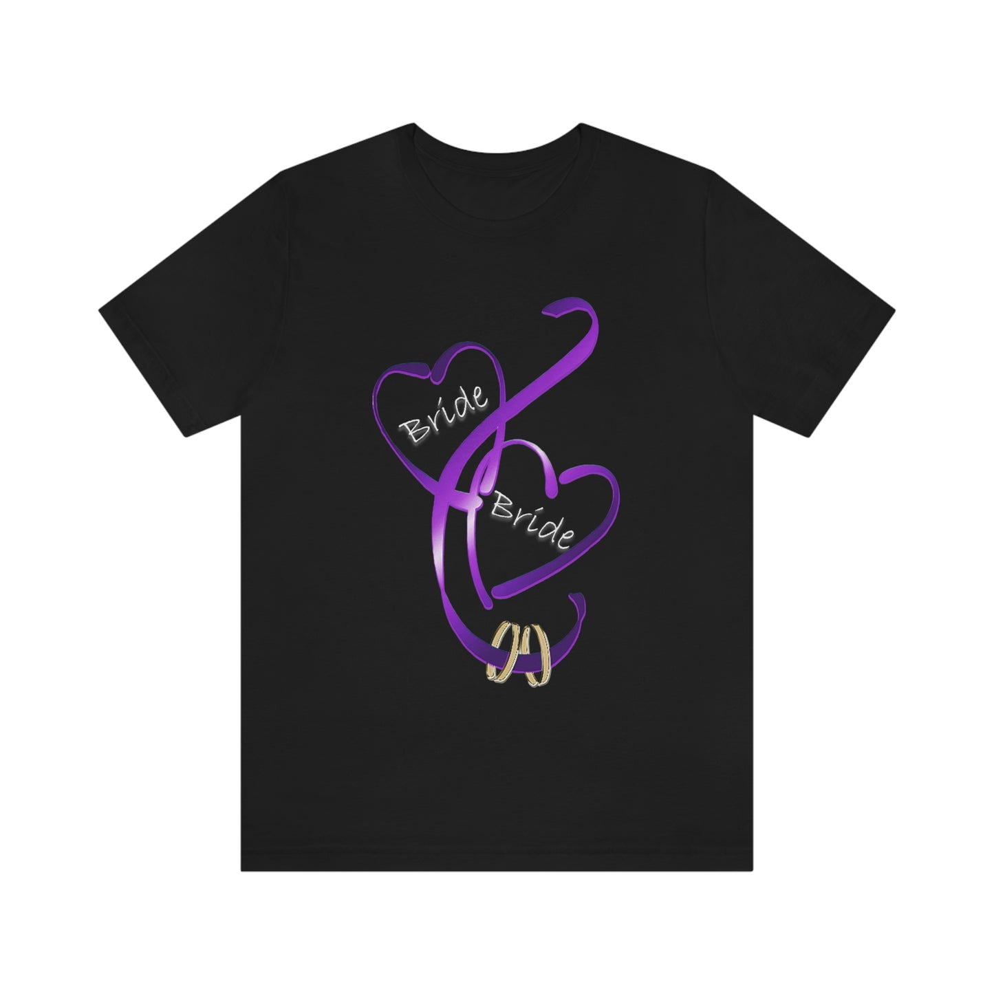 Hearts and Ribbon Wedding T-shirt - Bride/Bride (Purple)