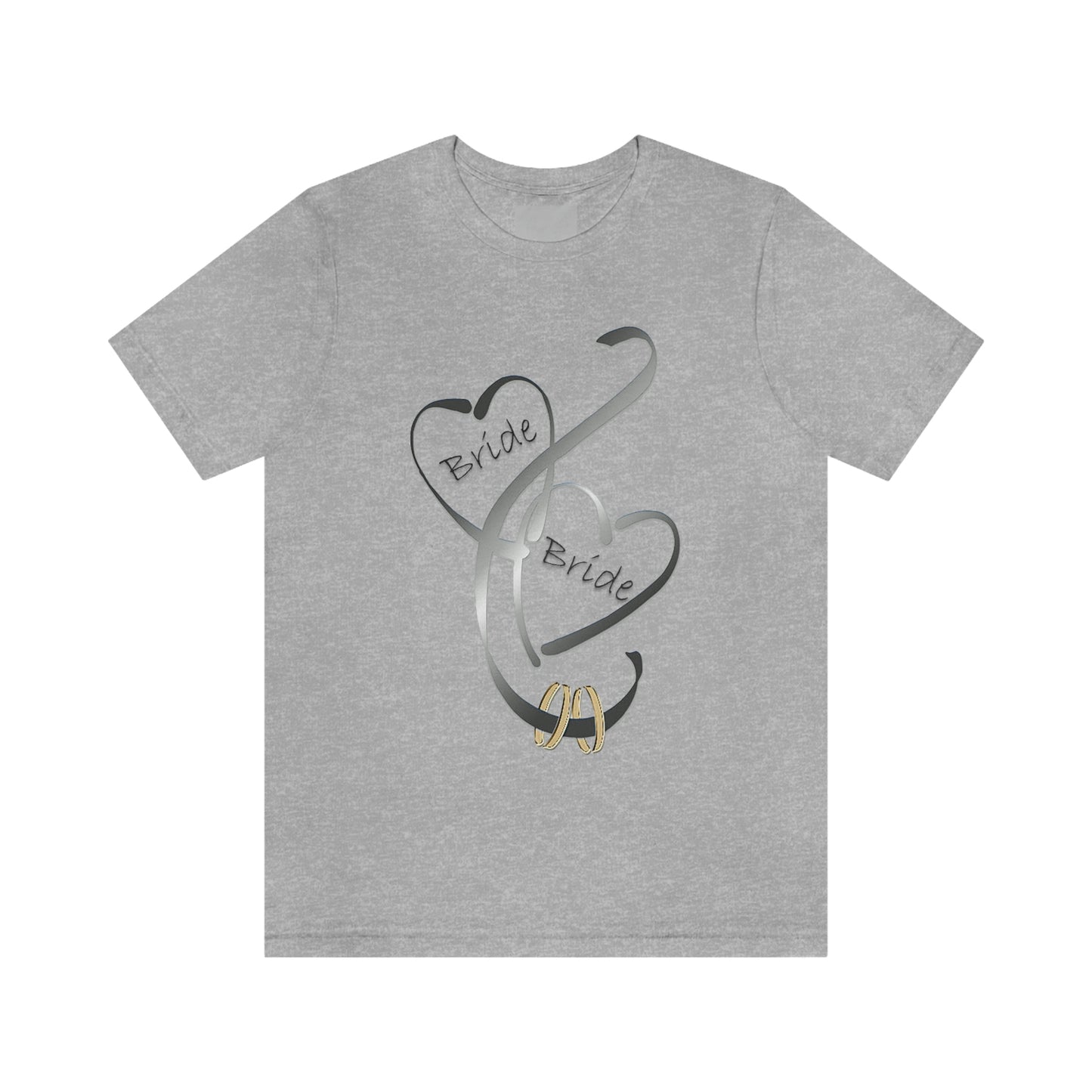 Hearts and Ribbon Wedding T-shirt - Bride/Bride (Silver)