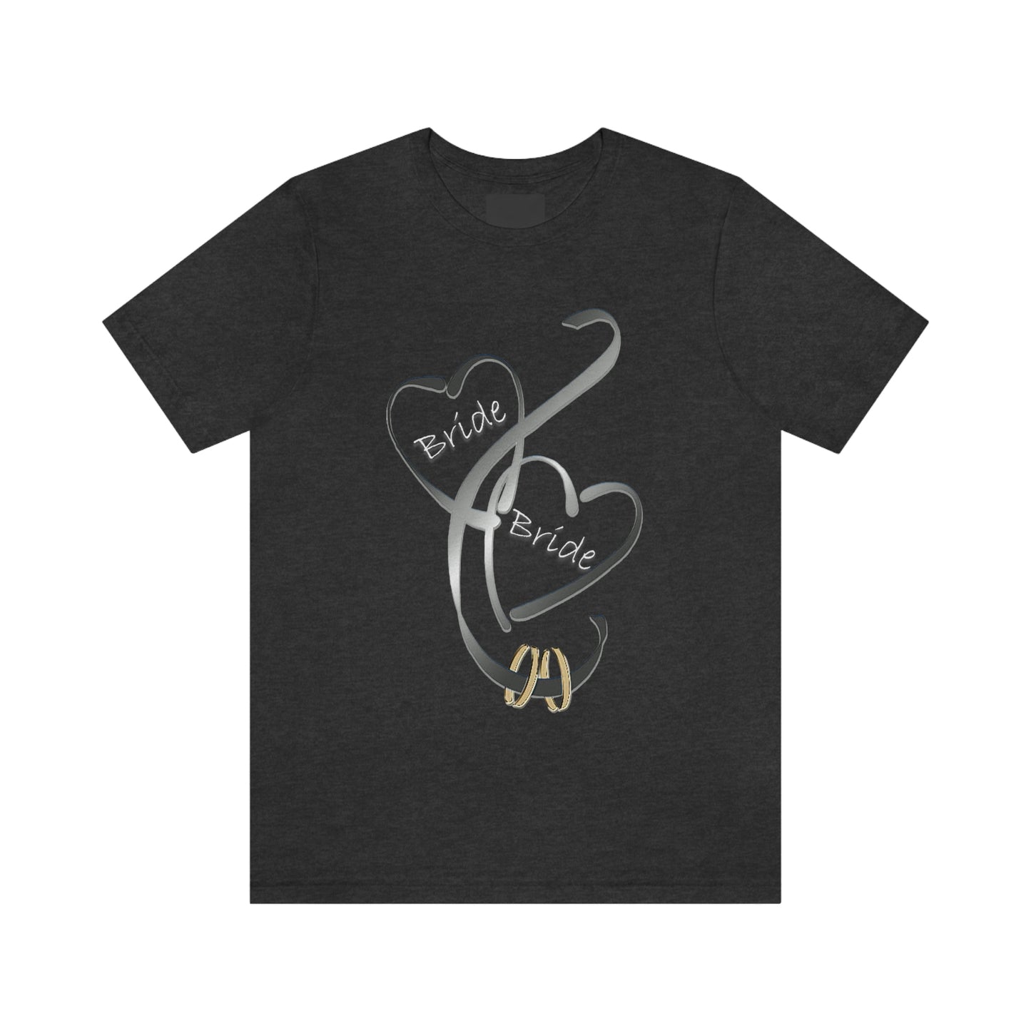 Hearts and Ribbon Wedding T-shirt - Bride/Bride (Silver)