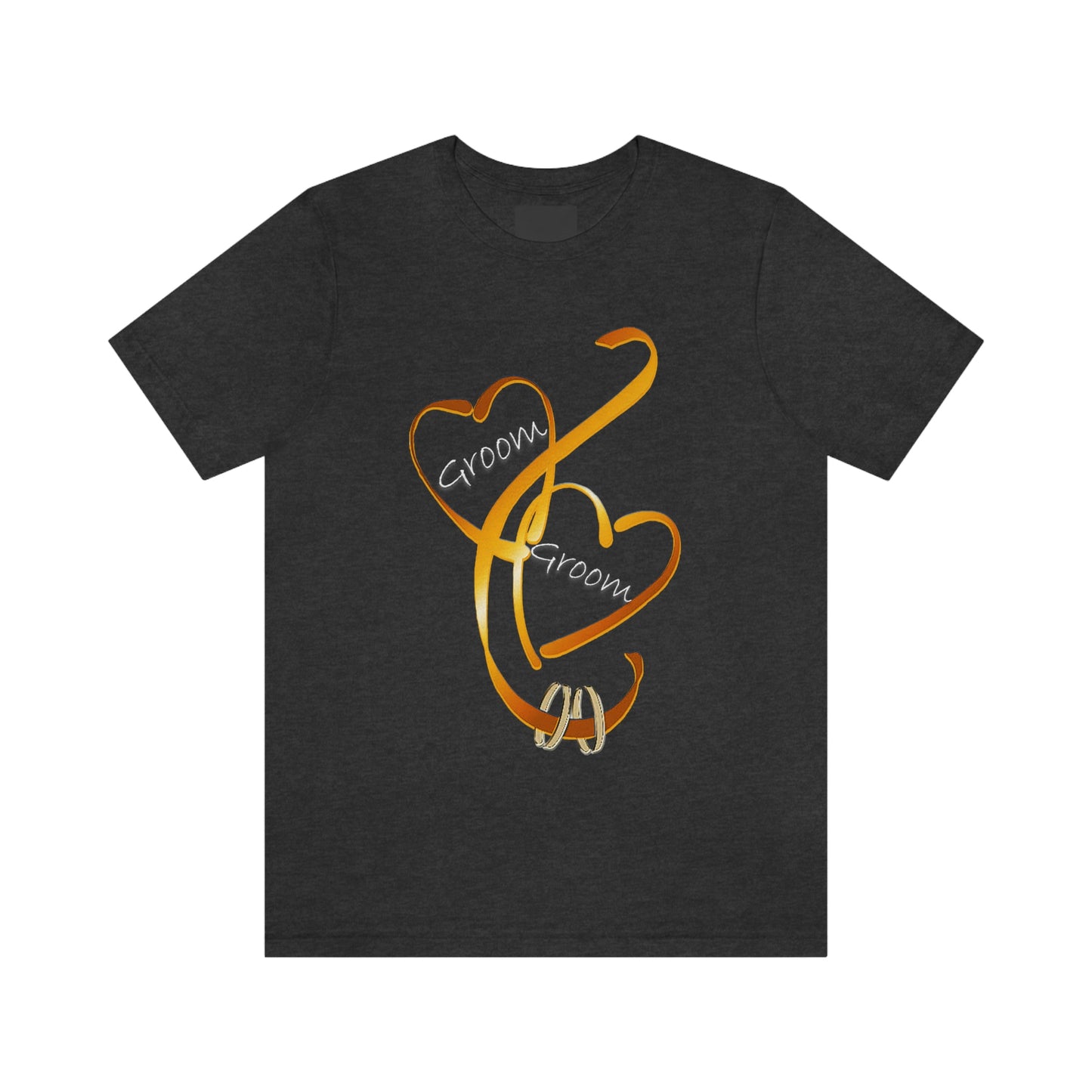 Hearts and Ribbon Wedding T-shirt - Groom/Groom (Orange)