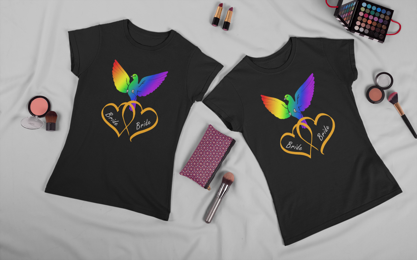Rainbow Bird & Hearts - Bride Bride (Orange)