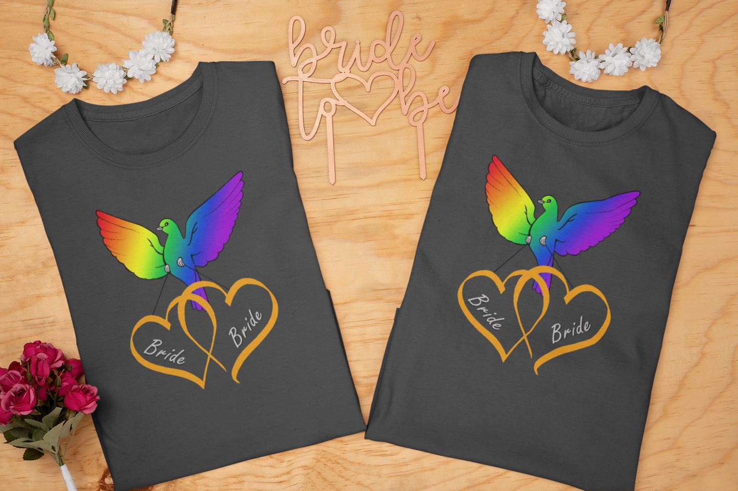 Rainbow Bird & Hearts - Bride Bride (Orange)