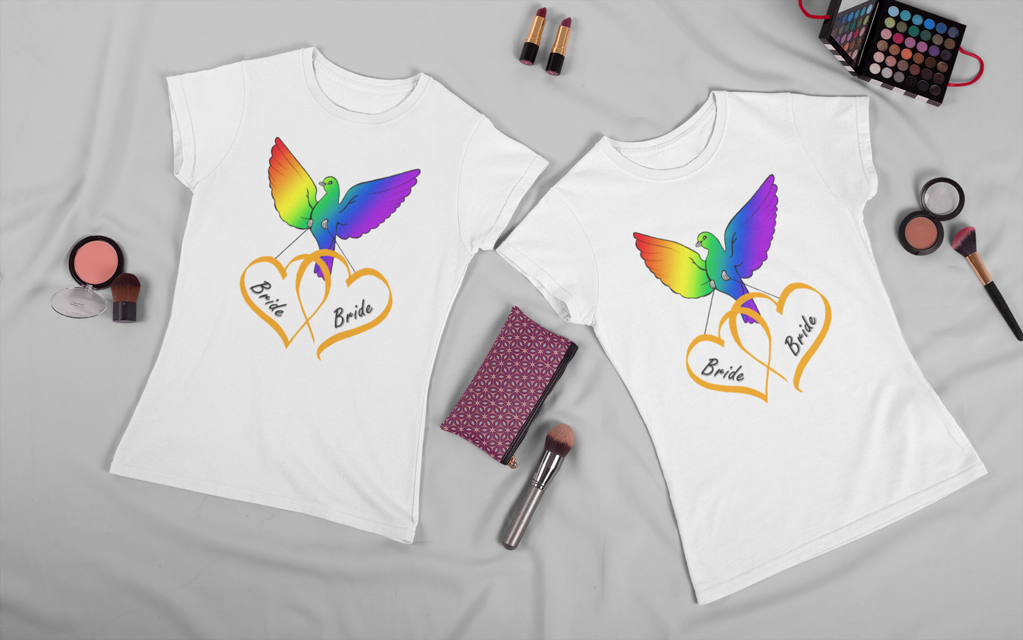 Rainbow Bird & Hearts - Bride Bride (Orange)