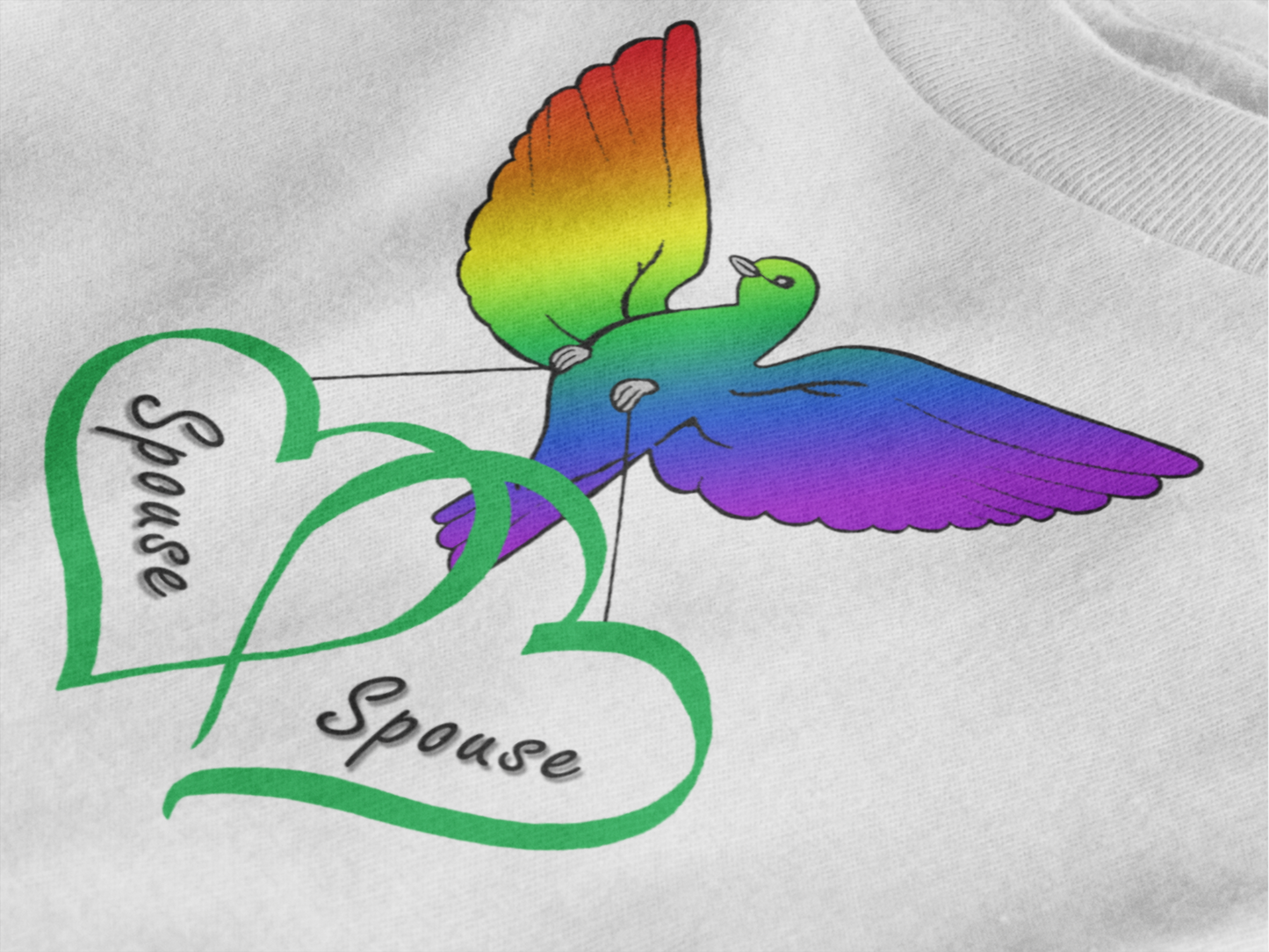 Rainbow Bird & Hearts - Spouse Spouse (Green)