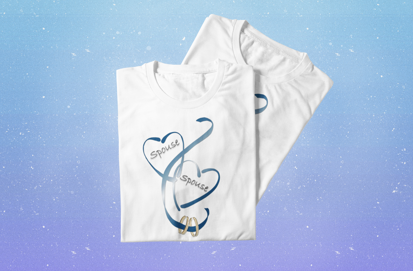 Hearts and Ribbon Wedding T-shirt - Bride/Bride (Dk Blue)