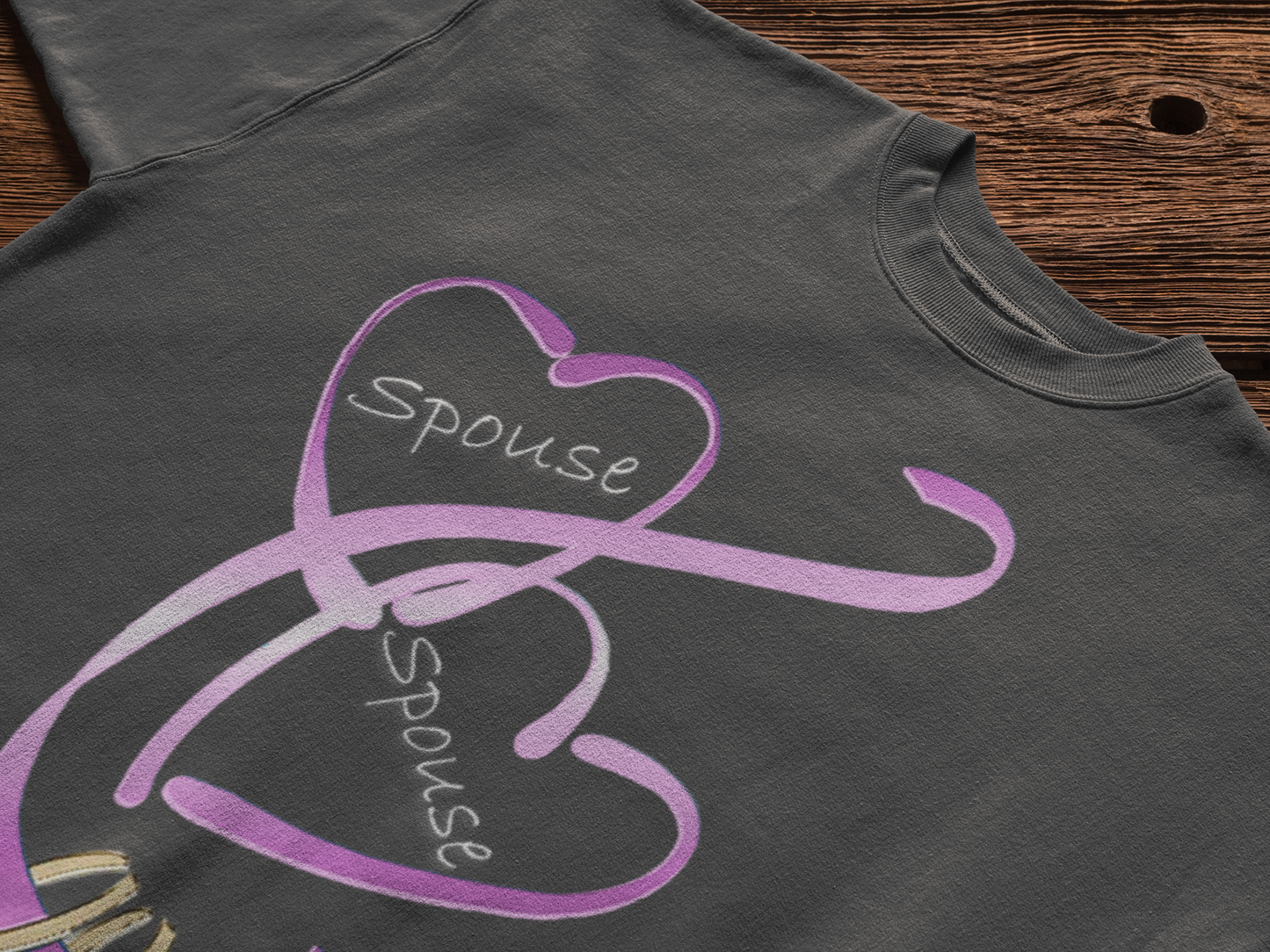 Hearts and Ribbon Wedding T-shirt - Spouse/Spouse (Pink)