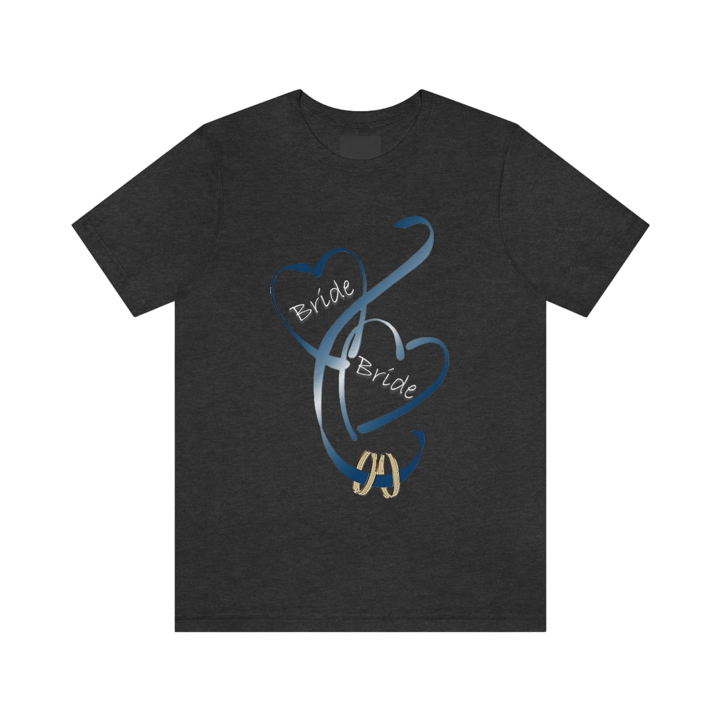 Hearts and Ribbon Wedding T-shirt - Bride/Bride (Dk Blue)