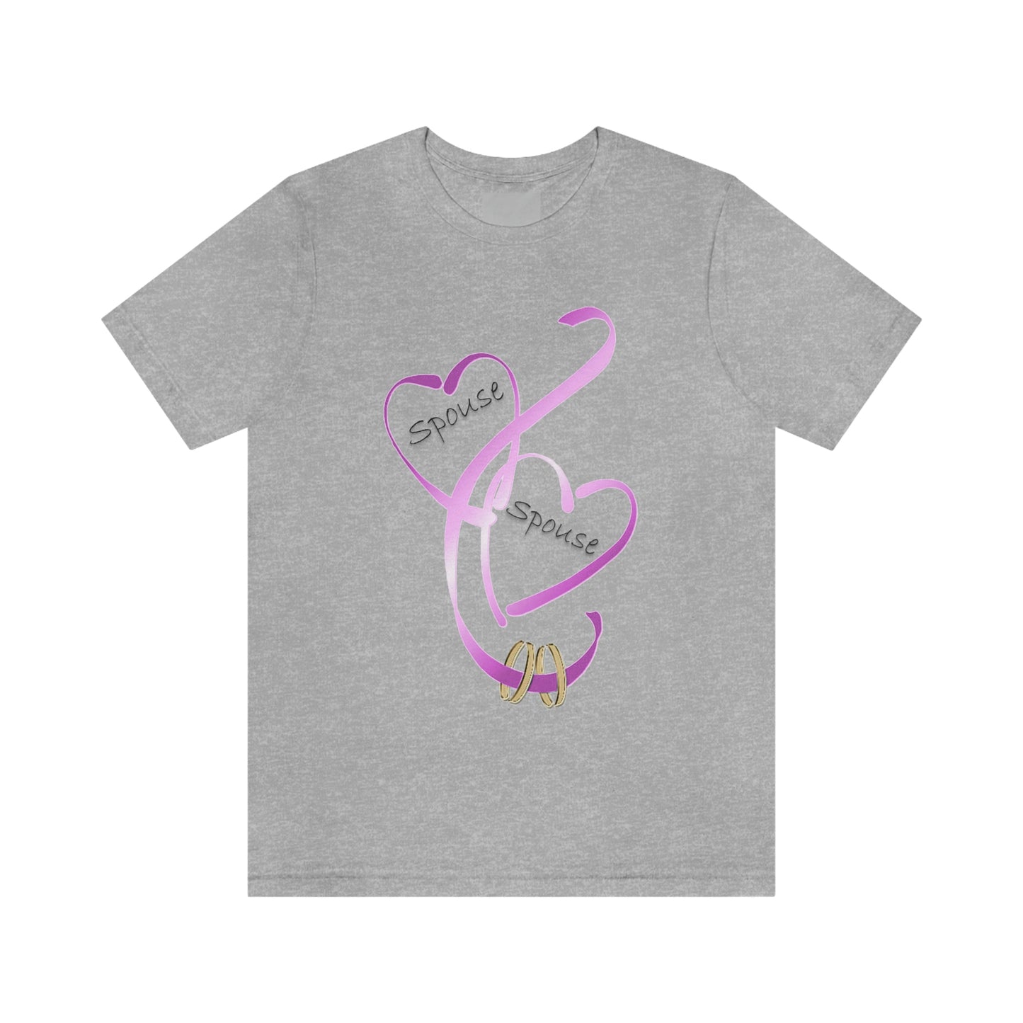 Hearts and Ribbon Wedding T-shirt - Spouse/Spouse (Pink)