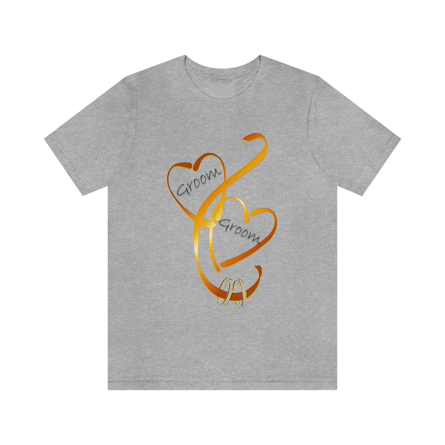 Hearts and Ribbon Wedding T-shirt - Groom/Groom (Orange)