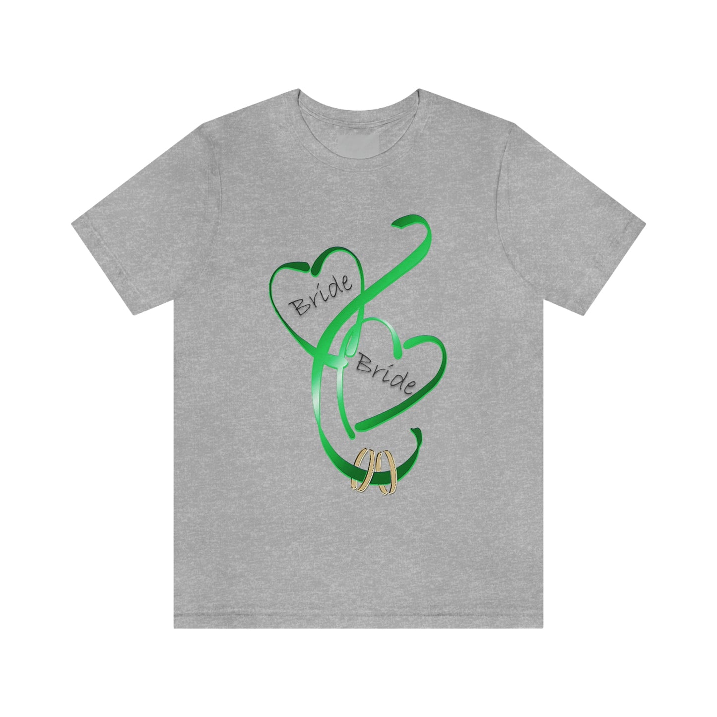 Hearts and Ribbon Wedding T-shirt - Bride/Bride (Green)