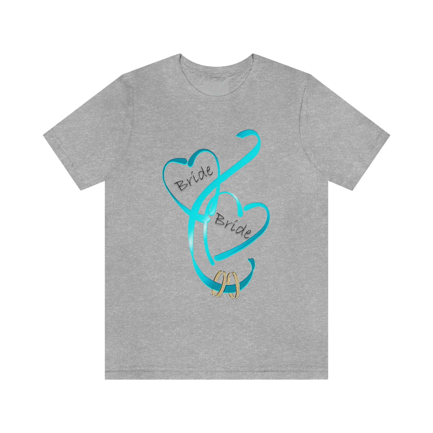 Hearts and Ribbon Wedding T-shirt - Bride/Bride (Lt Blue)