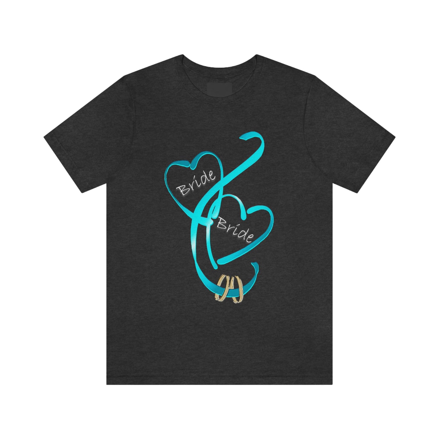 Hearts and Ribbon Wedding T-shirt - Bride/Bride (Lt Blue)