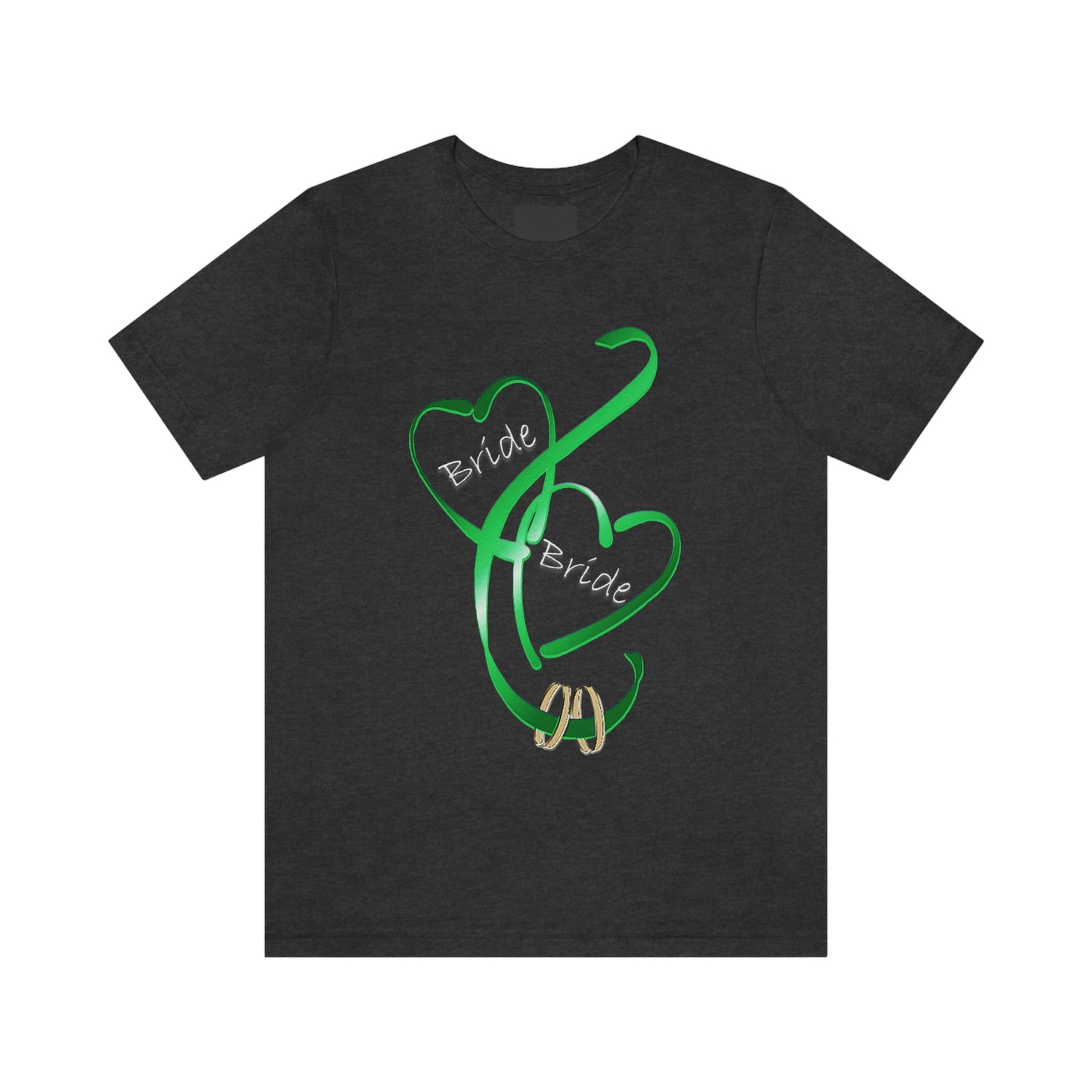 Hearts and Ribbon Wedding T-shirt - Bride/Bride (Green)