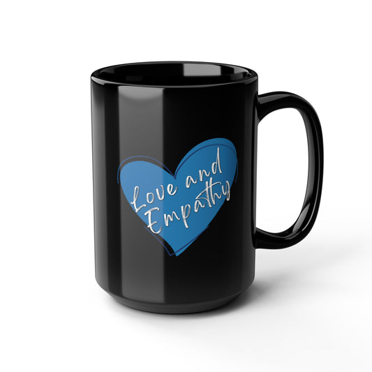 Love and Empathy Logo Black Mug, 15oz