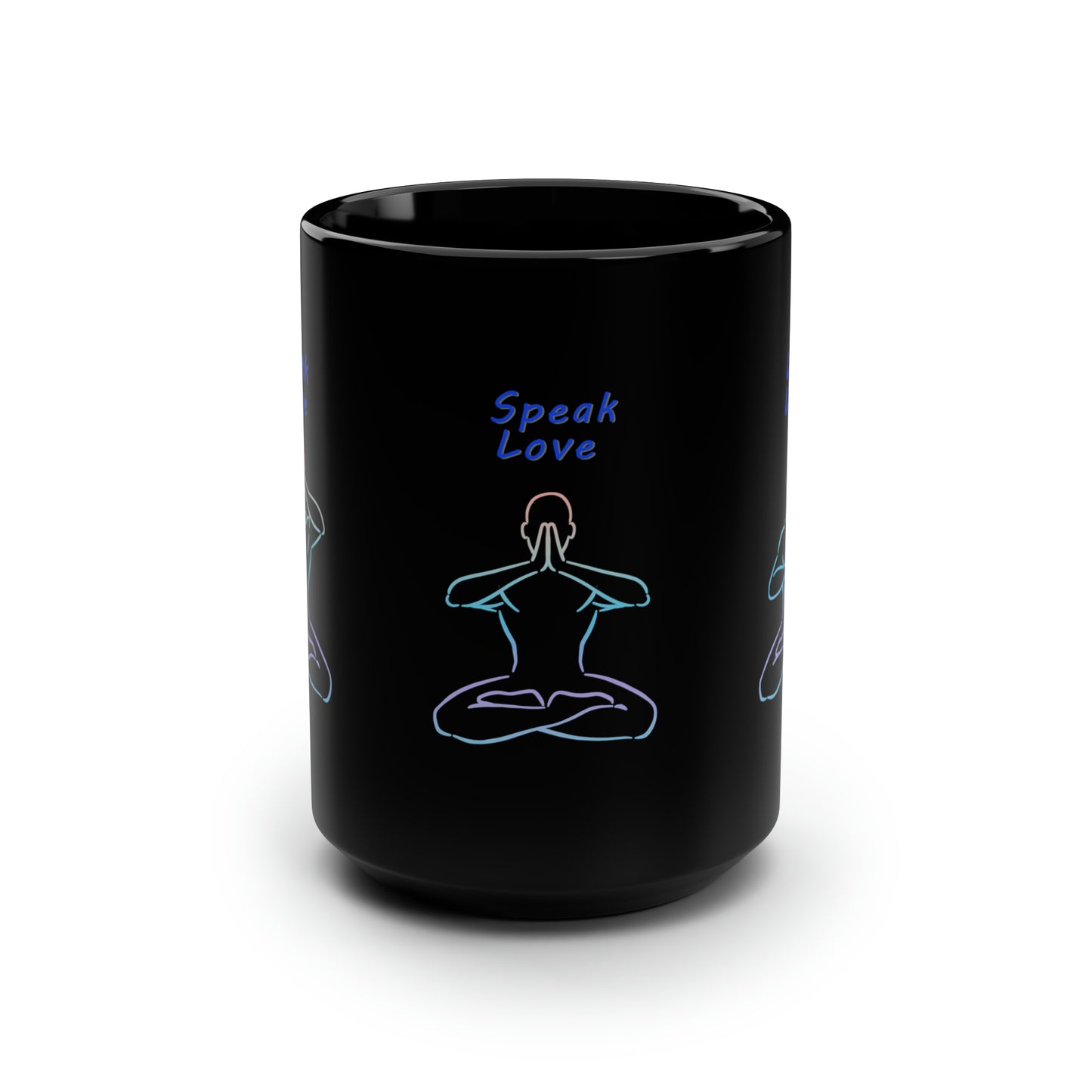 Think, Speak, Live Love Black Mug, 15oz