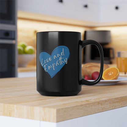 Love and Empathy Logo Black Mug, 15oz