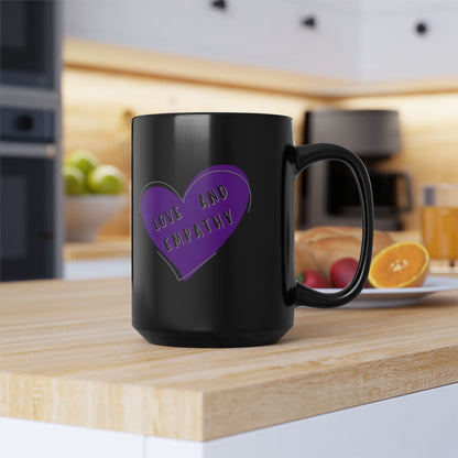 Love and Empathy Logo Black Mug, 15oz