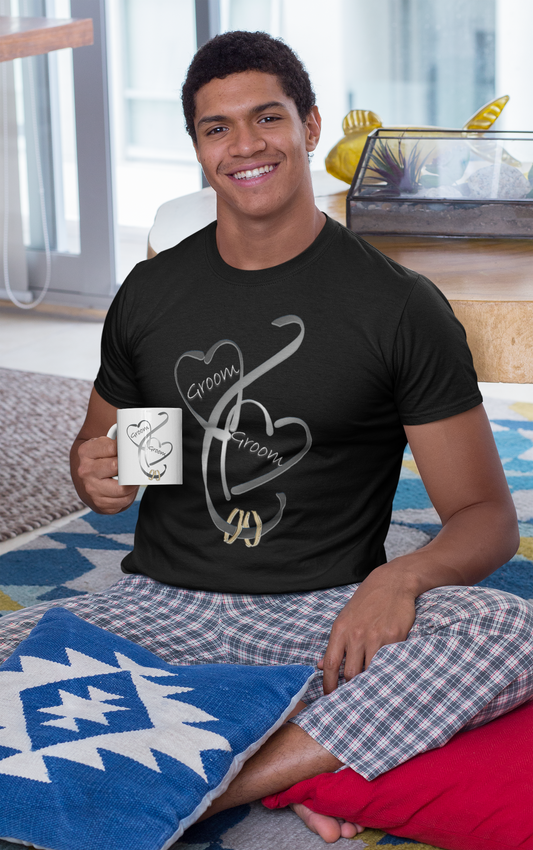 Hearts Ribbons & Rings 11oz White Mug (Groom/Groom)