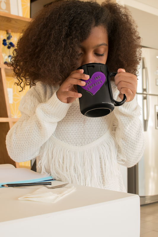 Love and Empathy Logo Black Mug, 15oz