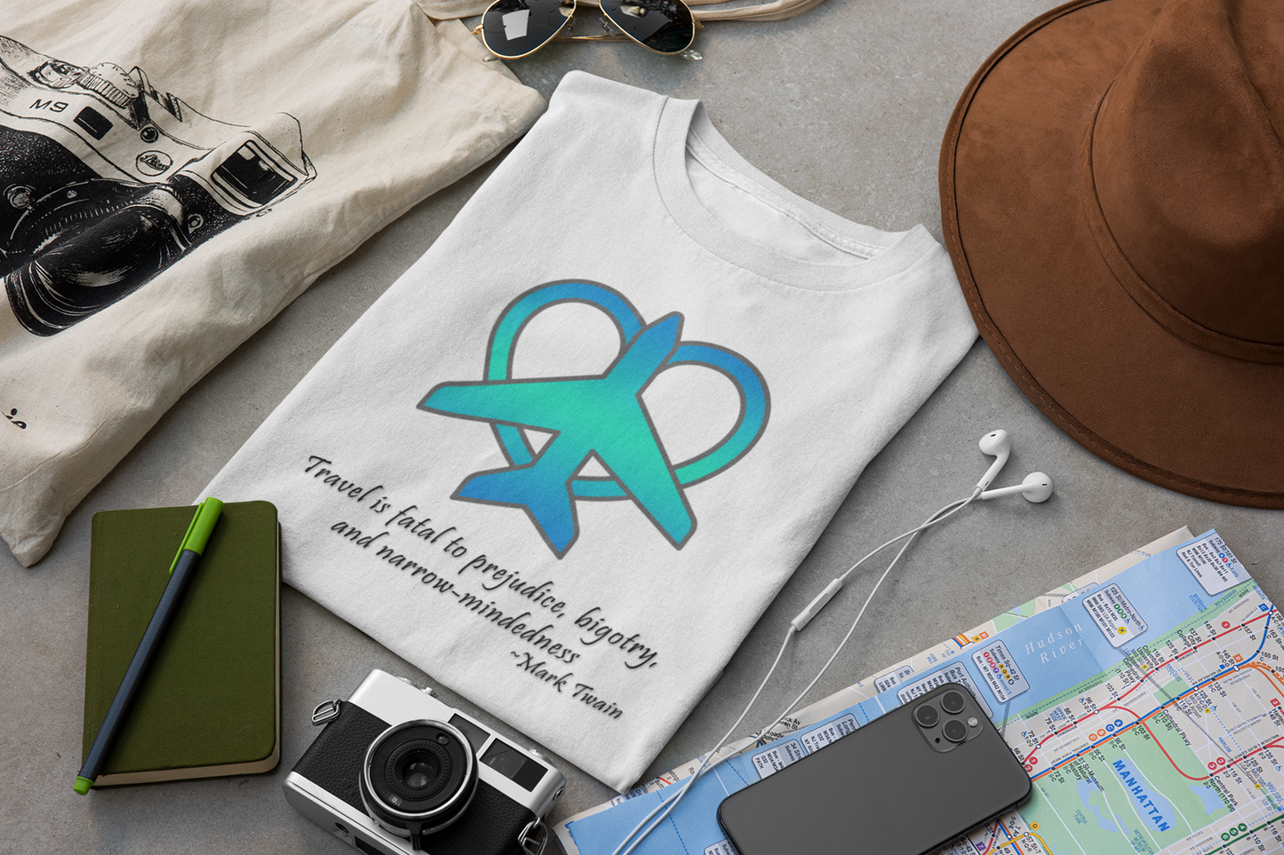 Travel - Fatal to Prejudice T-shirt (Blue/Green)