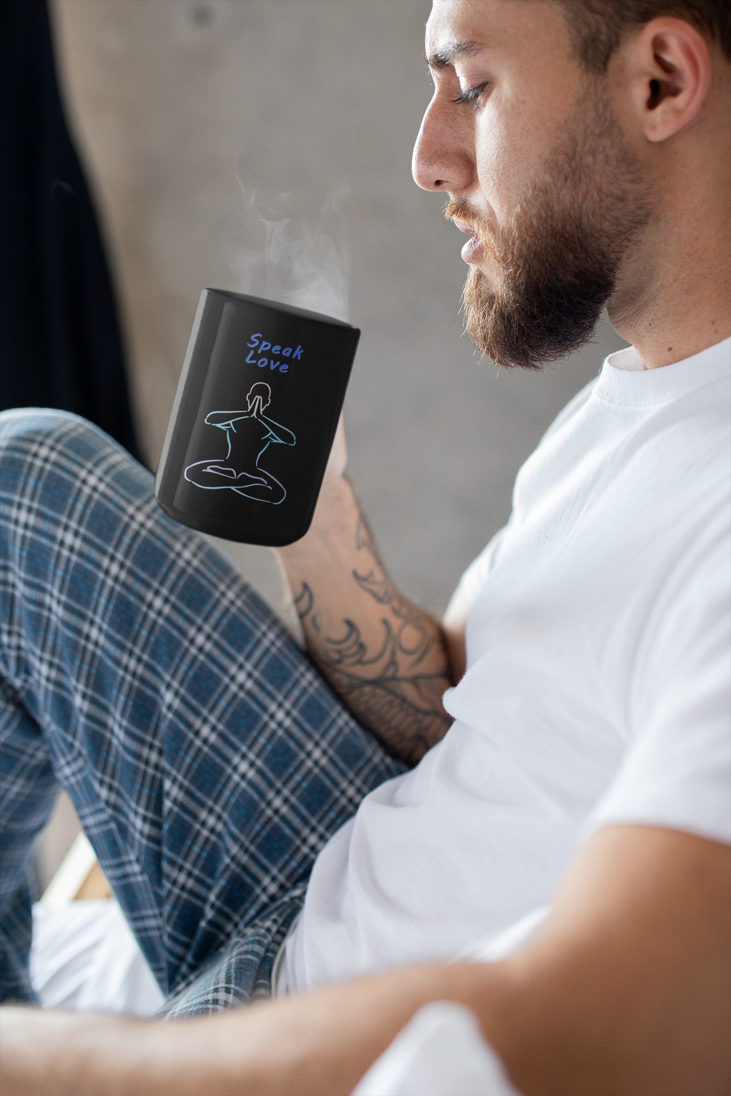 Think, Speak, Live Love Black Mug, 15oz