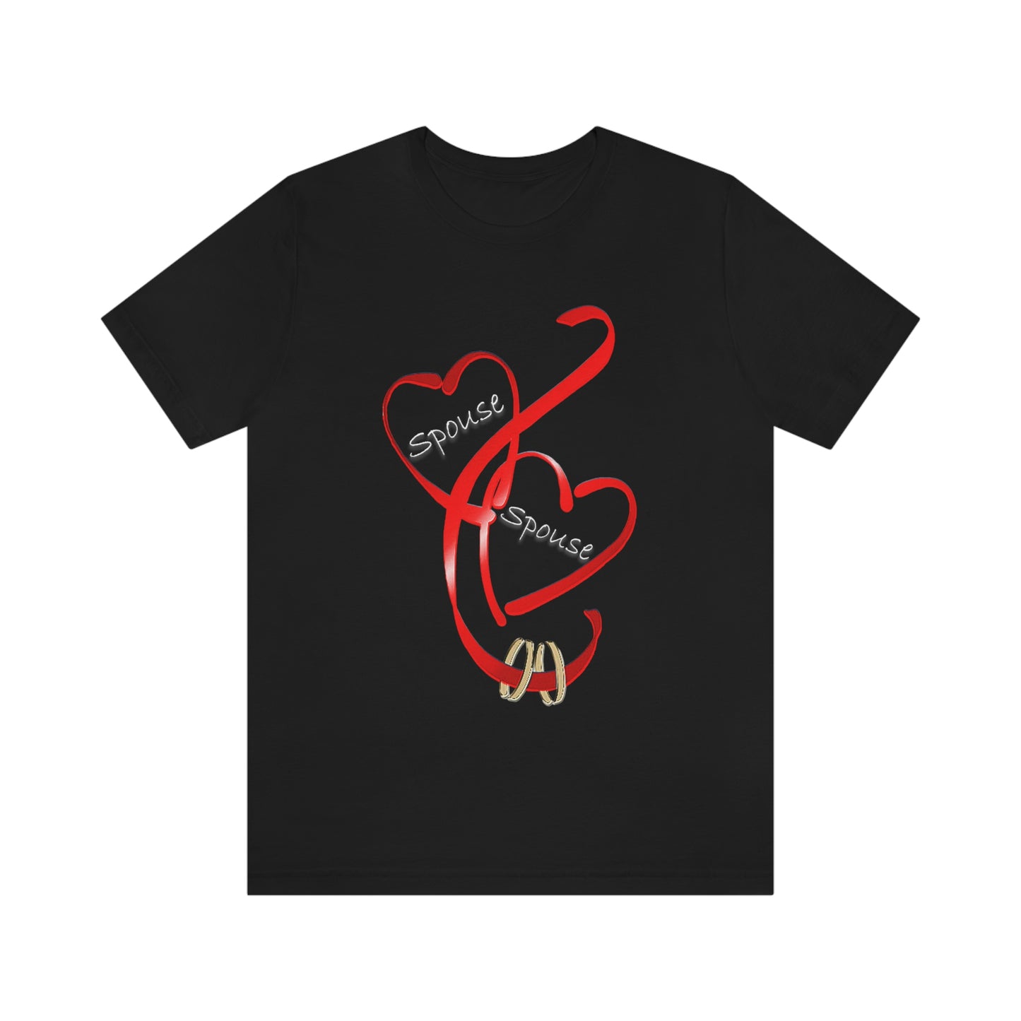 Hearts and Ribbon Wedding T-shirt - Spouse/Spouse (Red)
