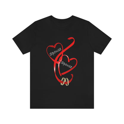 Hearts and Ribbon Wedding T-shirt - Spouse/Spouse (Red)