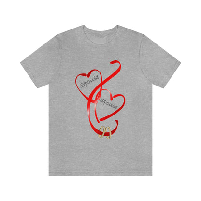 Hearts and Ribbon Wedding T-shirt - Spouse/Spouse (Red)