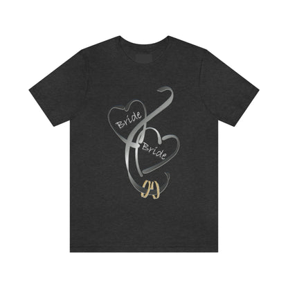 Hearts and Ribbon Wedding T-shirt - Bride/Bride (Silver)