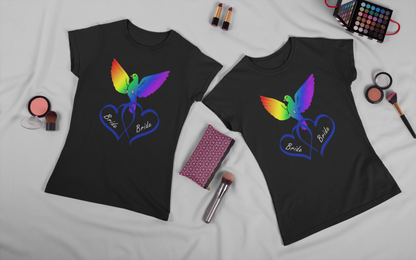 Rainbow Bird & Hearts - Bride Bride (Dk Blue)