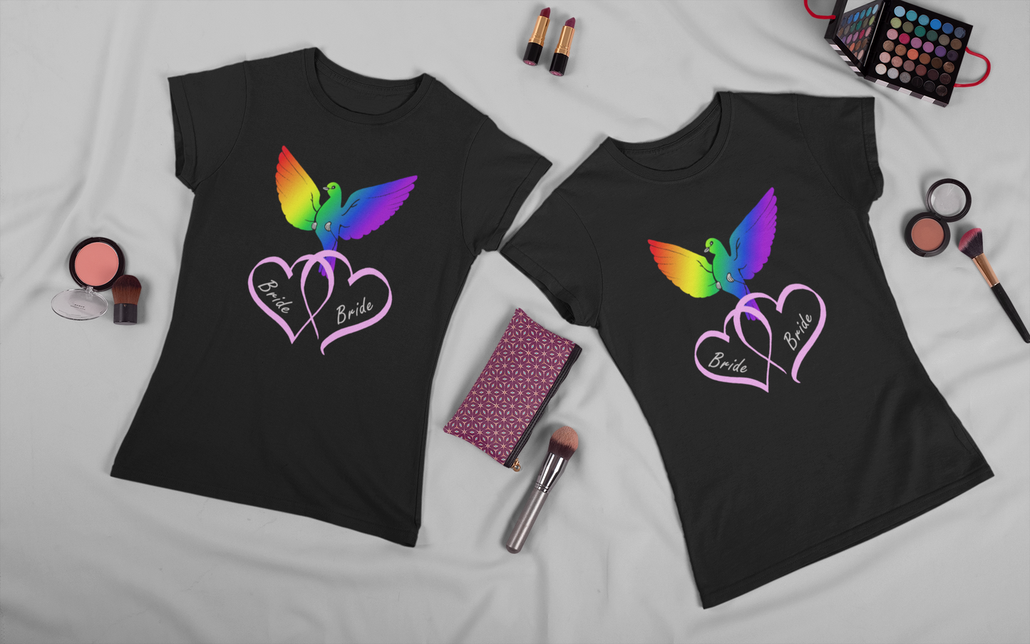 Rainbow Bird & Hearts - Bride Bride (Pink)