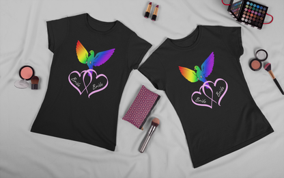 Rainbow Bird & Hearts - Bride Bride (Pink)