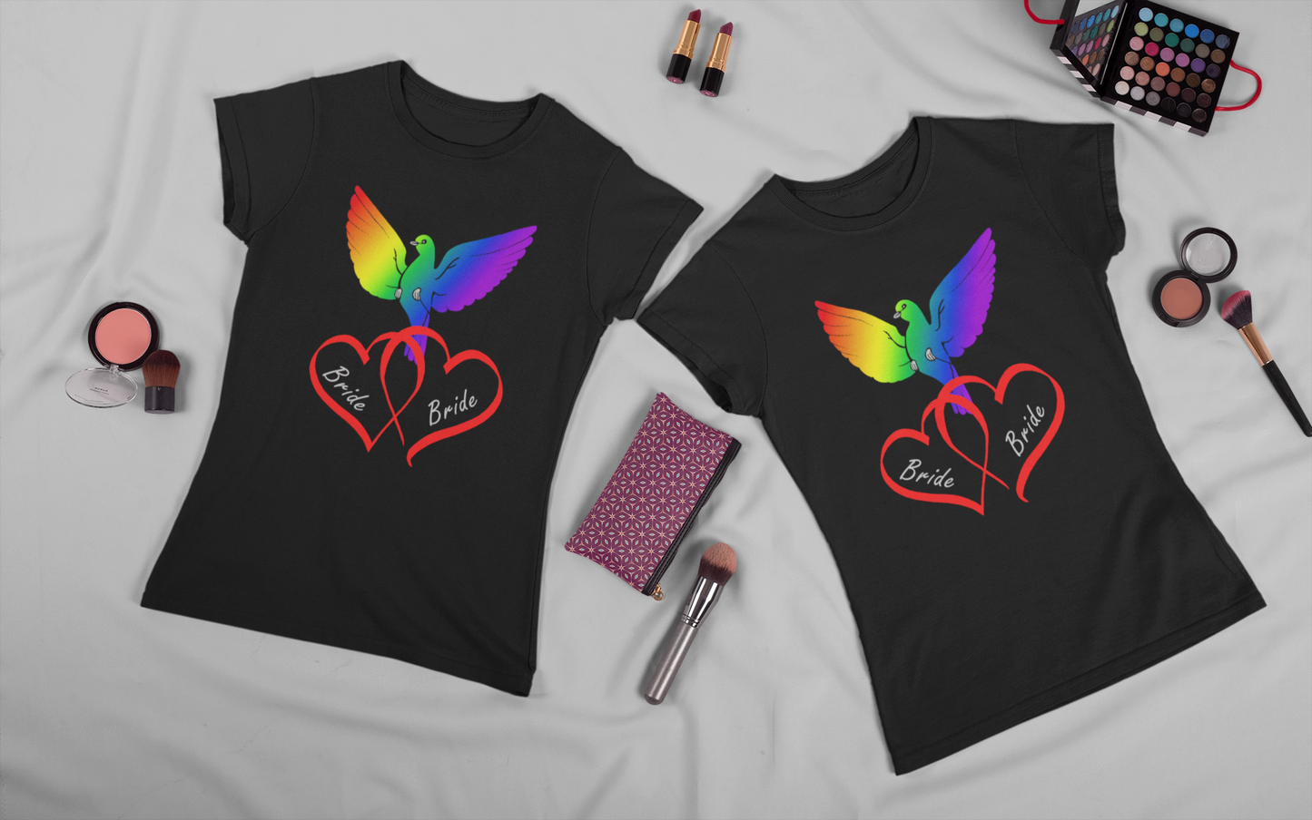 Rainbow Bird & Hearts - Bride Bride (Red)