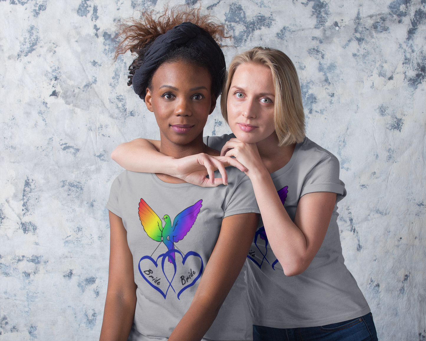Rainbow Bird & Hearts - Bride Bride (Dk Blue)