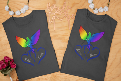 Rainbow Bird & Hearts - Bride Bride (Dk Blue)