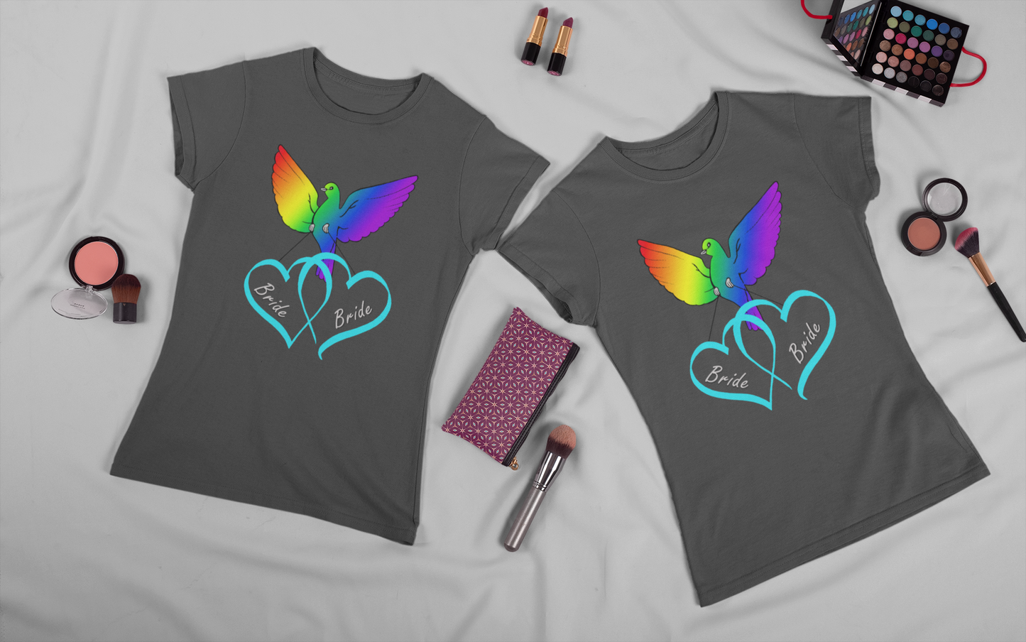 Rainbow Bird & Hearts - Bride Bride (Lt Blue)