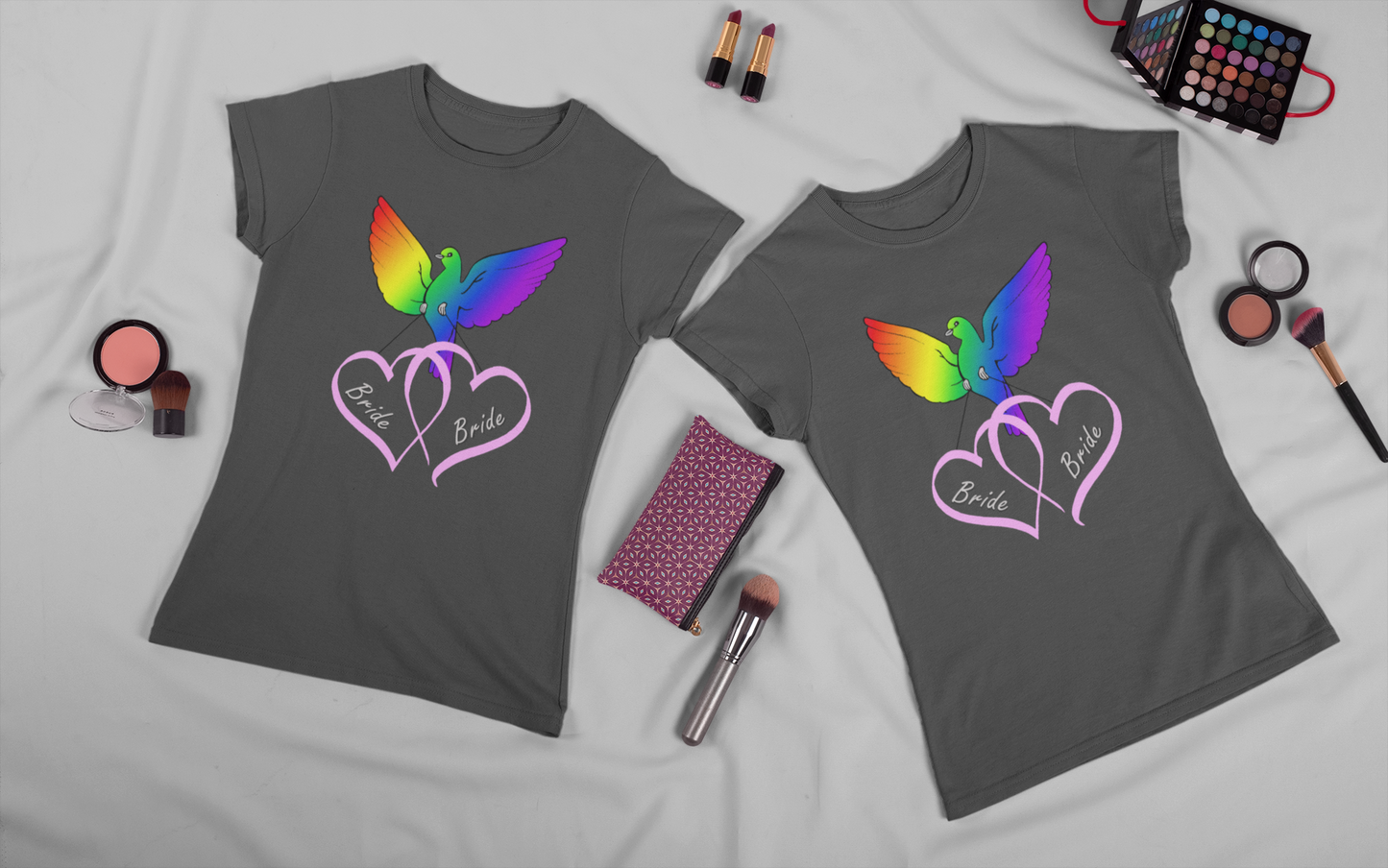 Rainbow Bird & Hearts - Bride Bride (Pink)