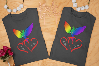 Rainbow Bird & Hearts - Bride Bride (Red)