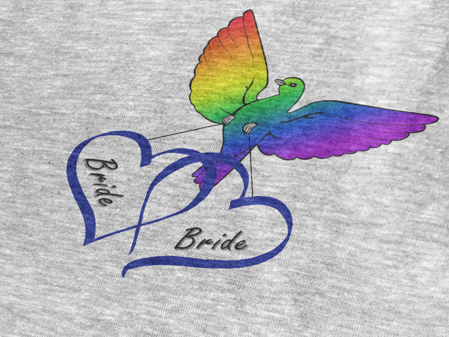 Rainbow Bird & Hearts - Bride Bride (Dk Blue)