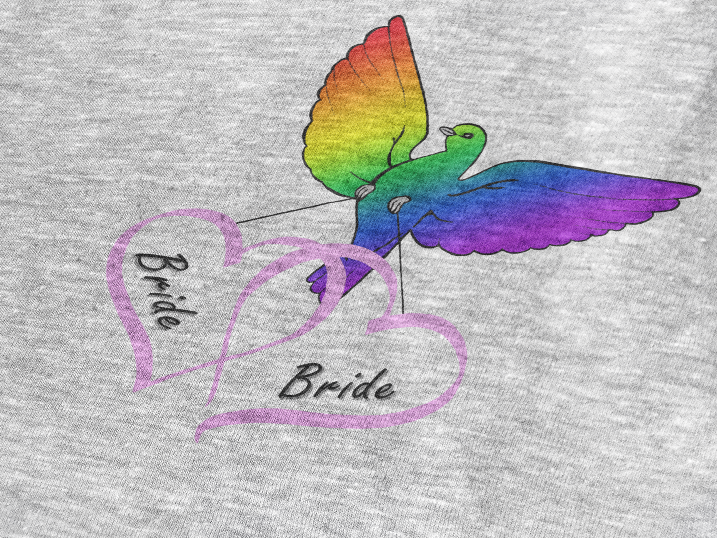 Rainbow Bird & Hearts - Bride Bride (Pink)