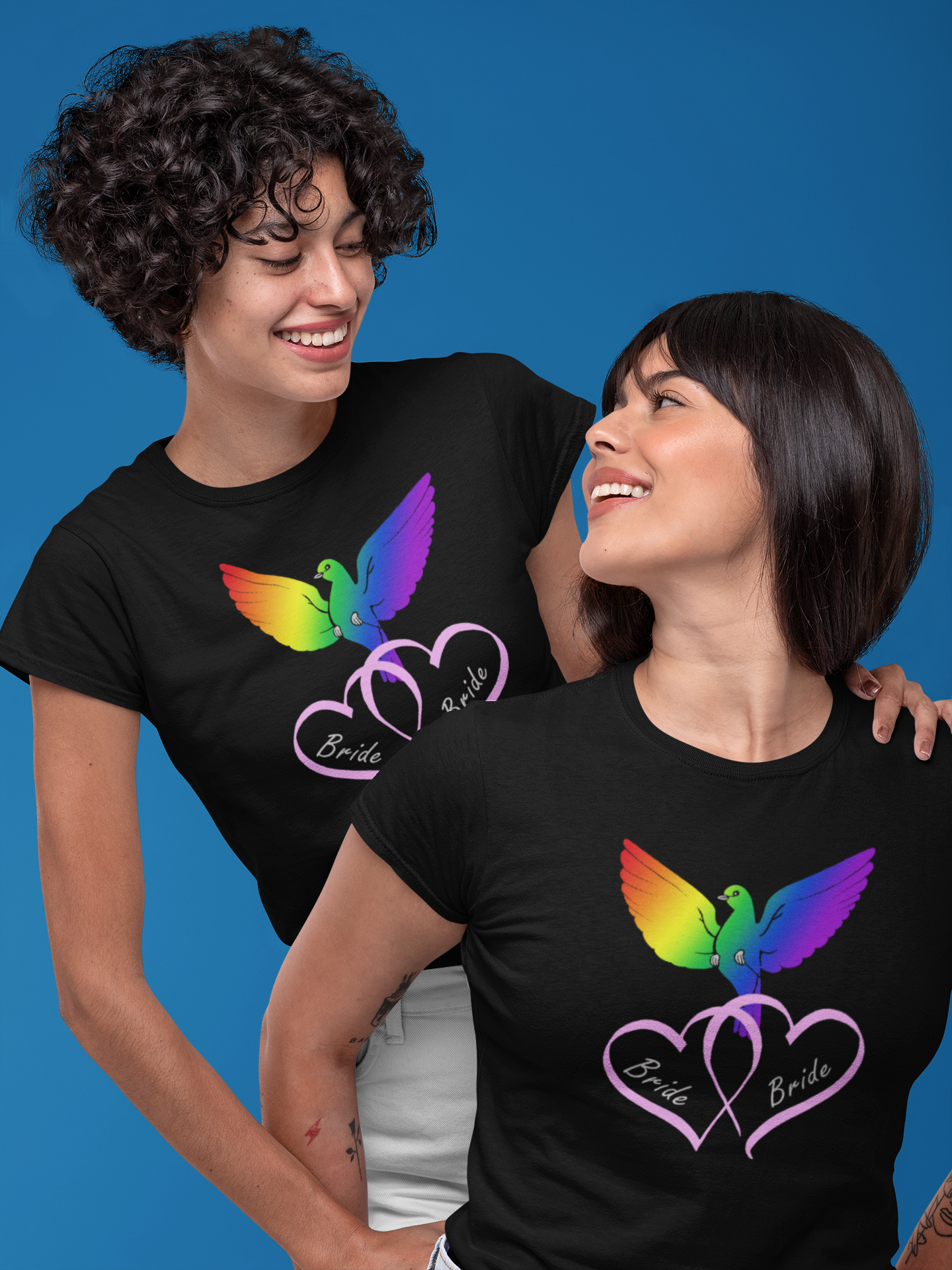 Rainbow Bird & Hearts - Bride Bride (Pink)