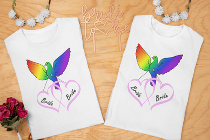 Rainbow Bird & Hearts - Bride Bride (Pink)
