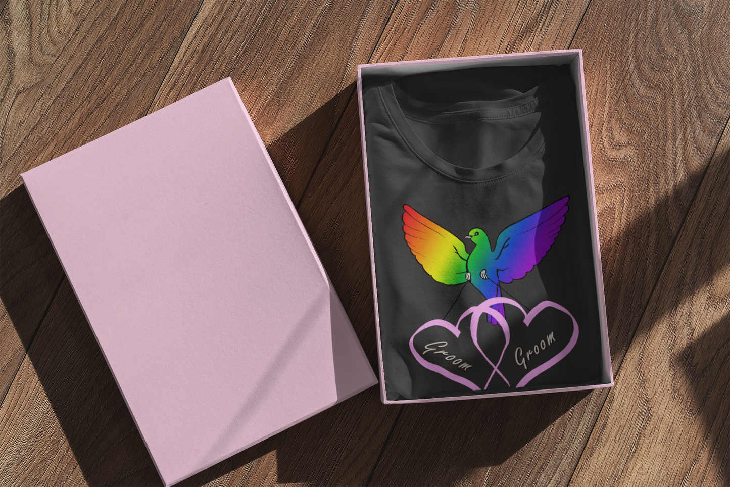 Rainbow Bird & Hearts - Bride Bride (Pink)