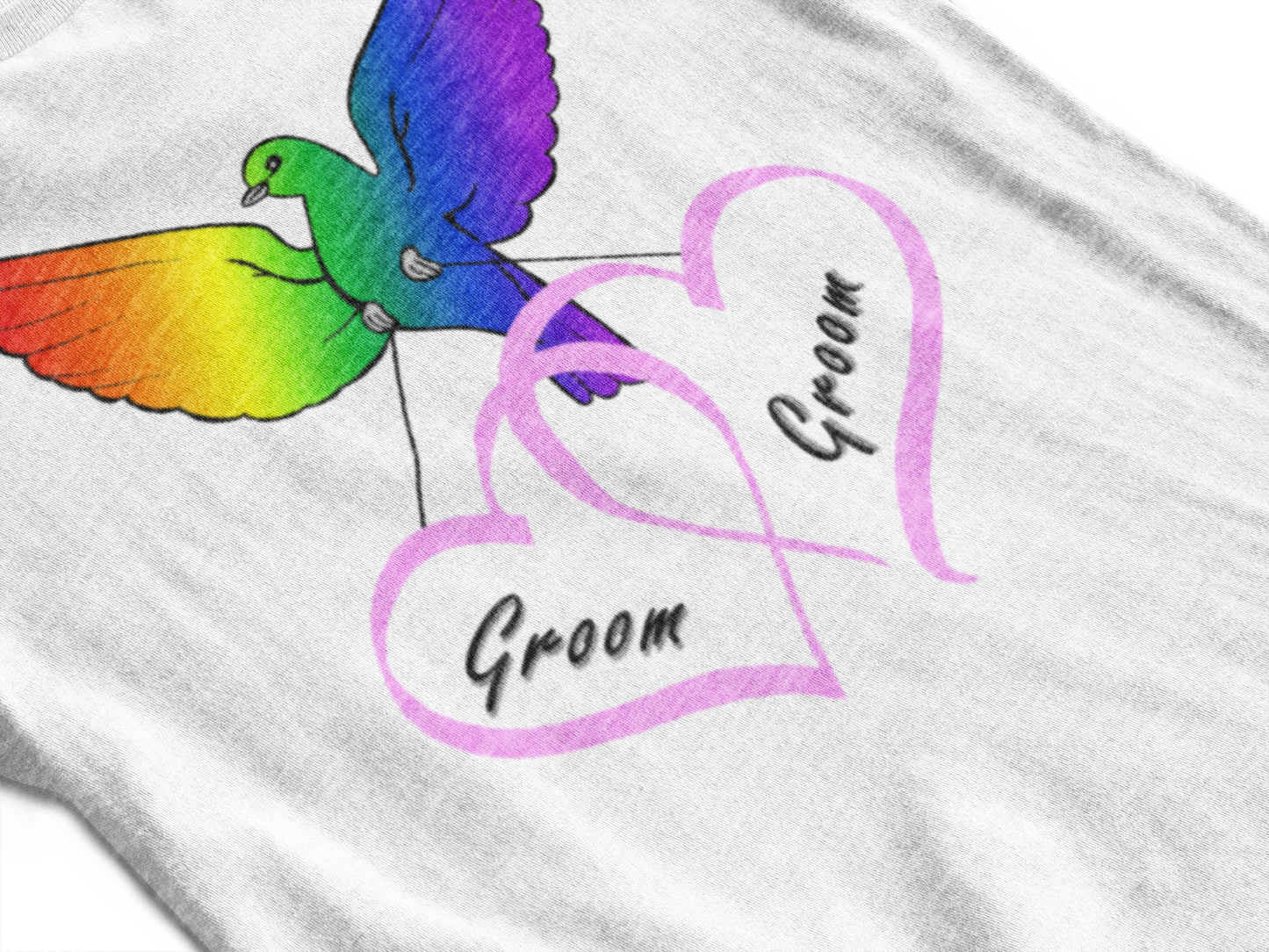 Rainbow Bird & Hearts - Bride Bride (Pink)