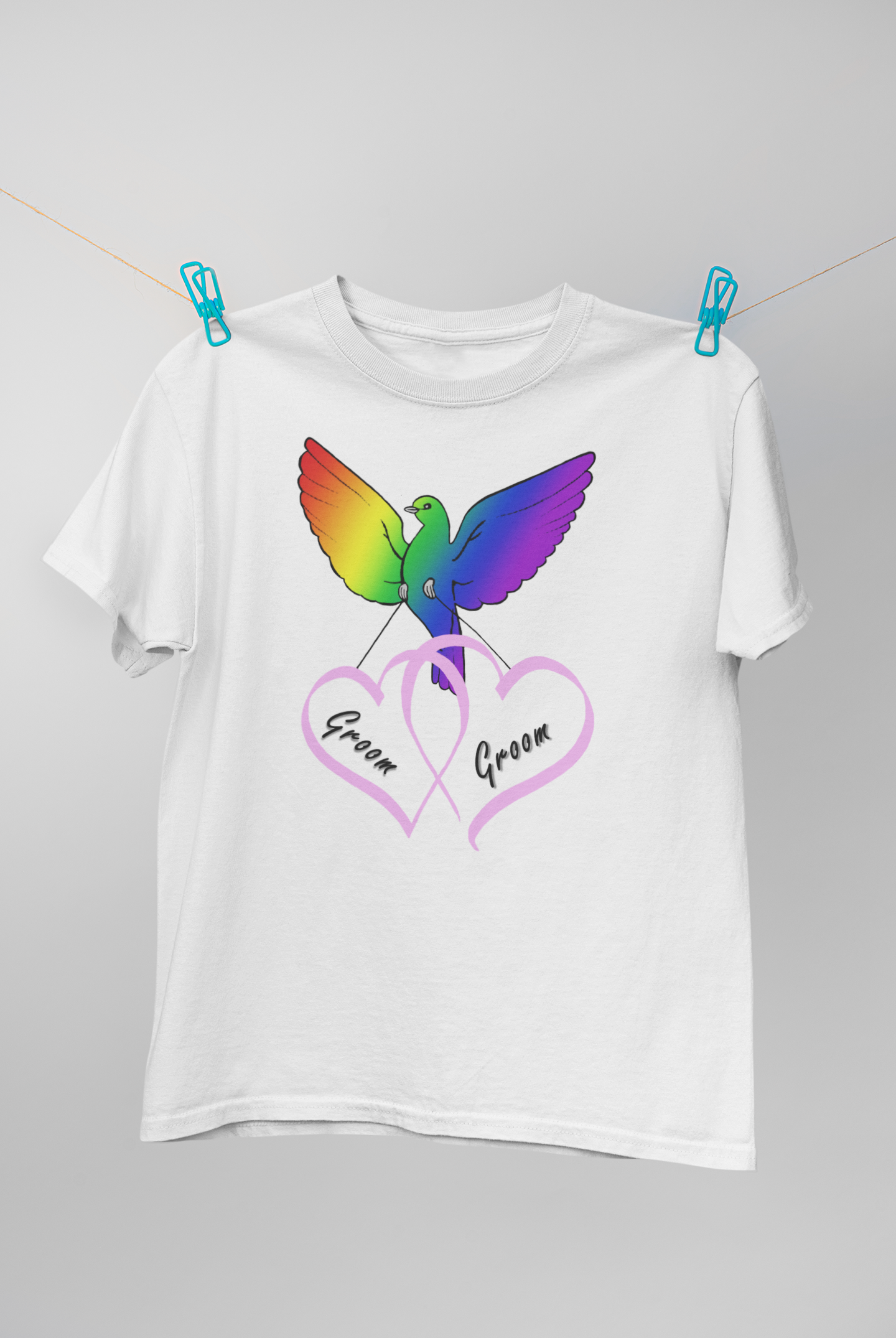 Rainbow Bird & Hearts - Bride Bride (Pink)