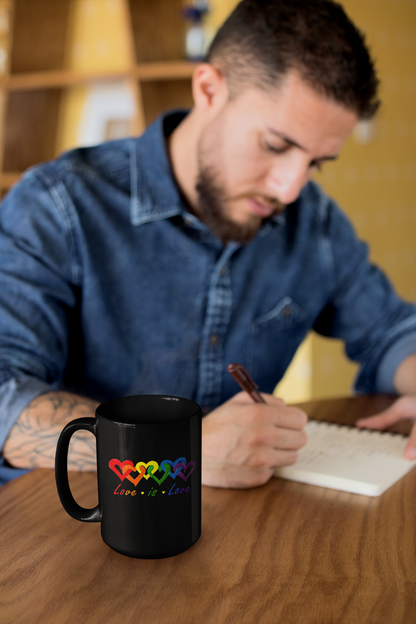 Love Is Love 15oz Black Ceramic Mug